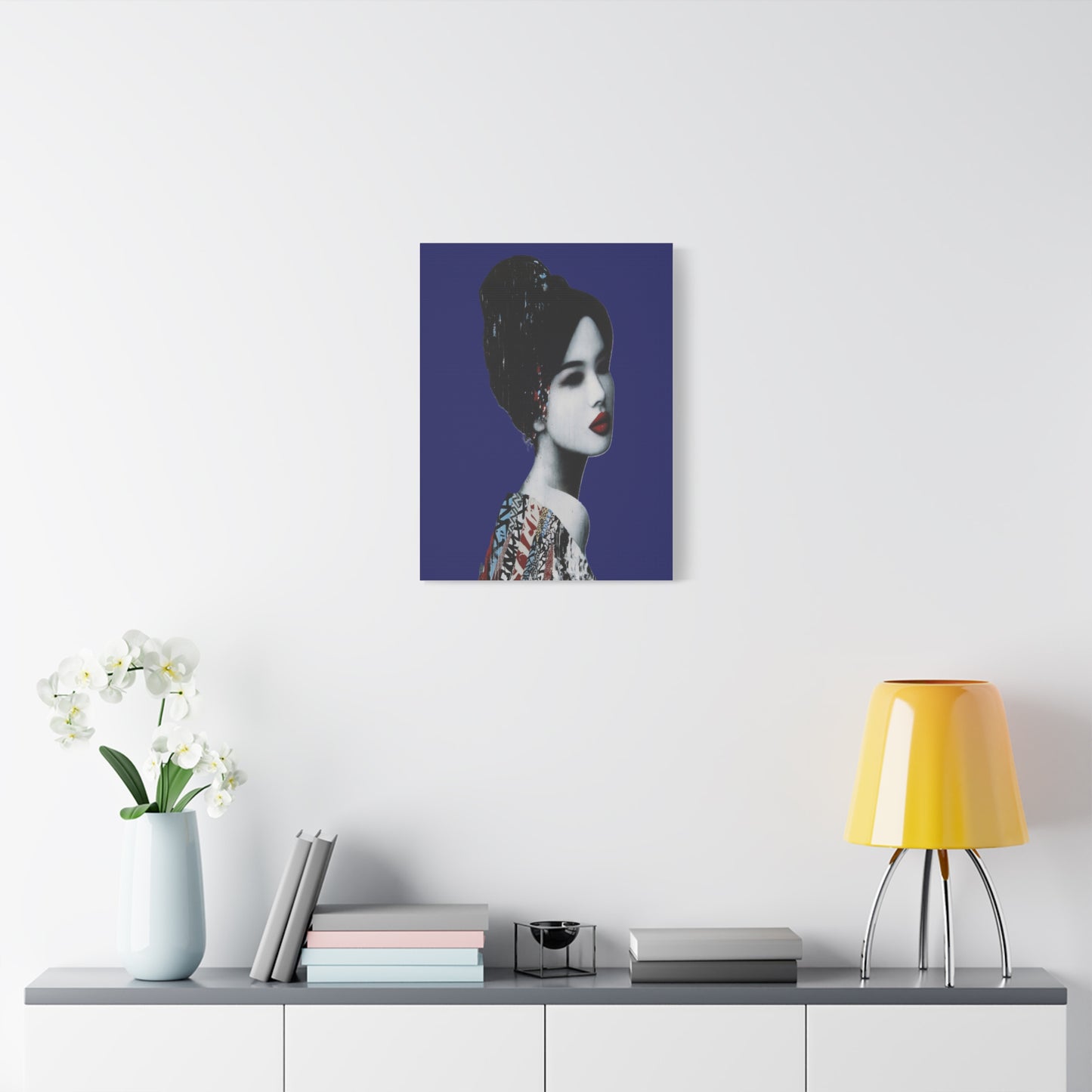 Geisha Portrait Matte Canvas Print — Modern Asian-Inspired Wall Art