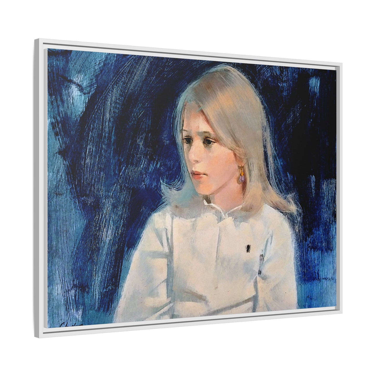 Painting of girl by Unknown Artist Framed Matte Canvas Classic Wall Art