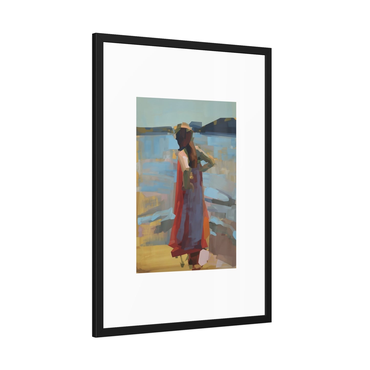 Framed Art Print — Woman at the Shore Impressionist Poster