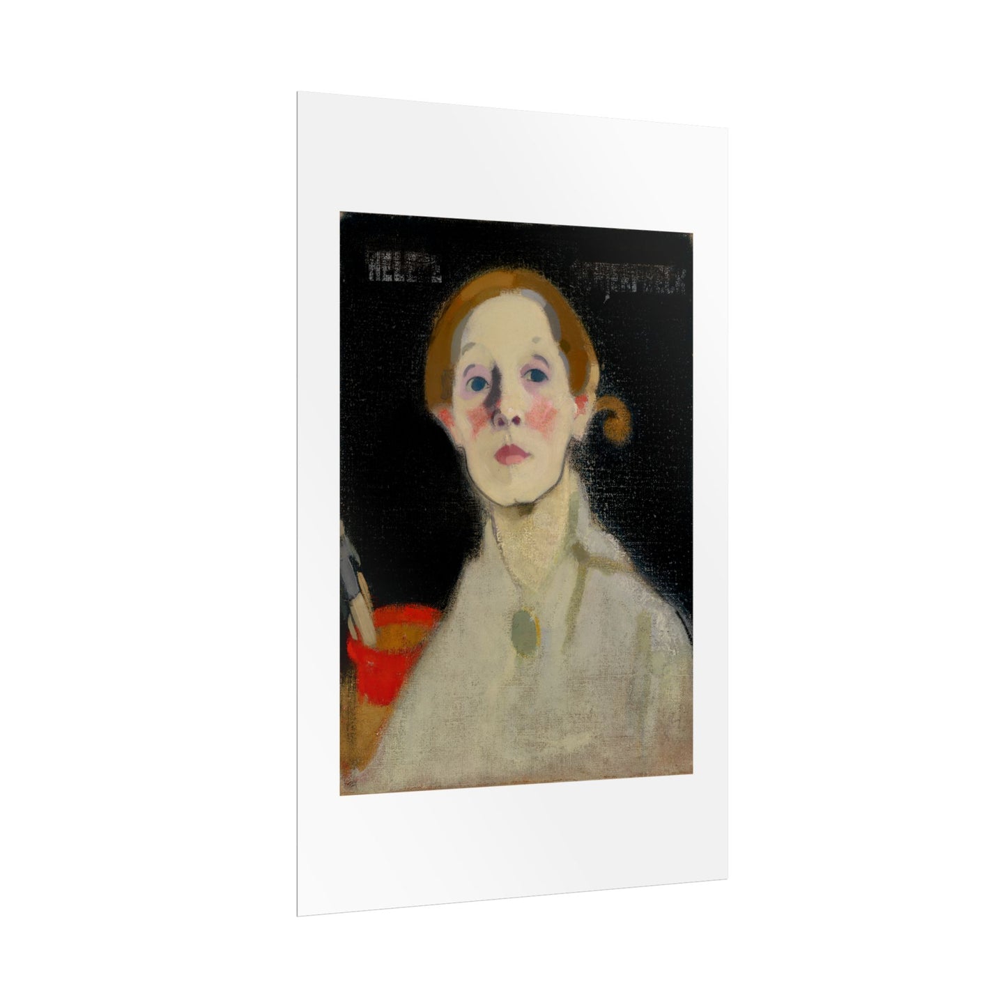 Self-Portrait Black Background by Helene Schjerfbeck Wall Art Print