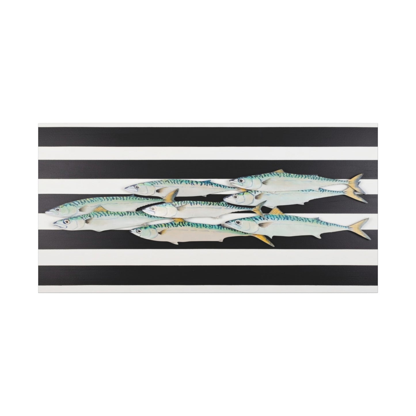 Striped Mackerel School Matte Canvas Print