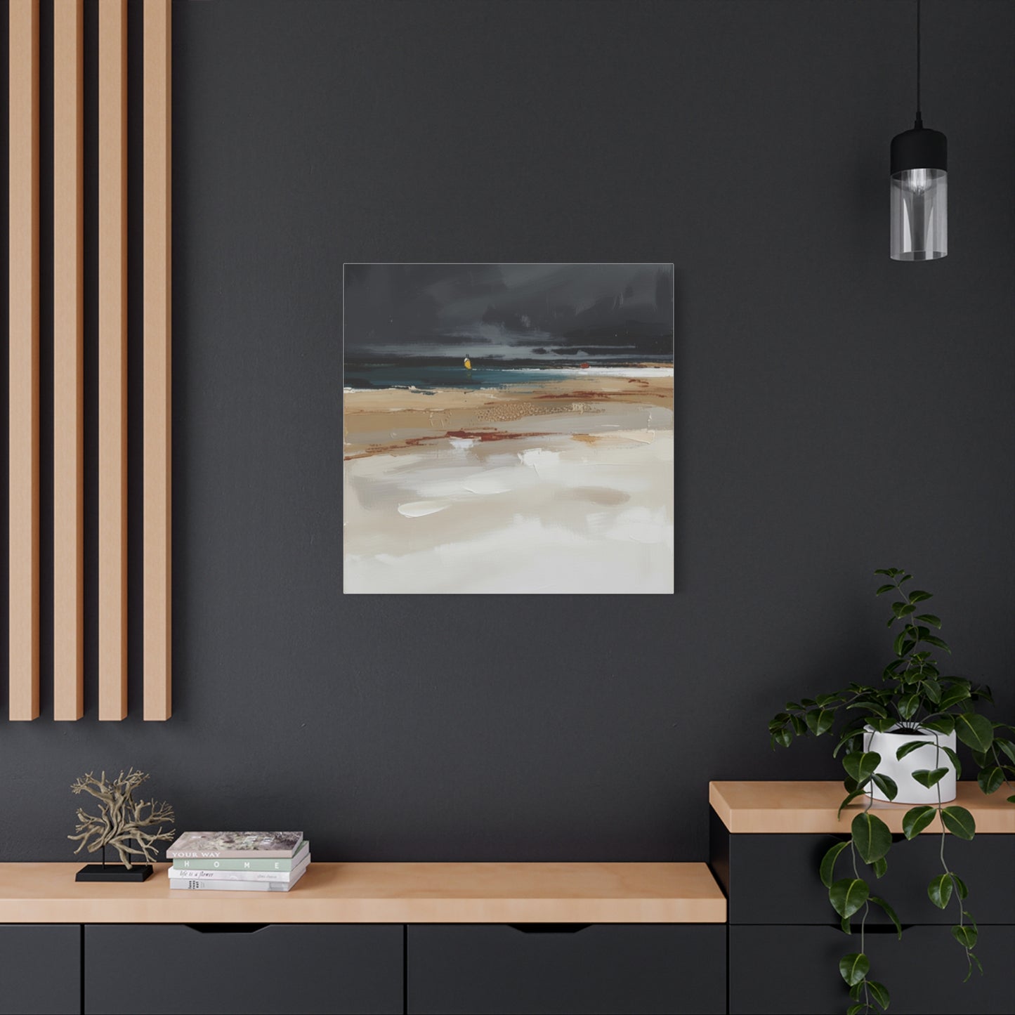 Beachscape Canvas Art — Stormy Seascape Matte Stretched Wall Art