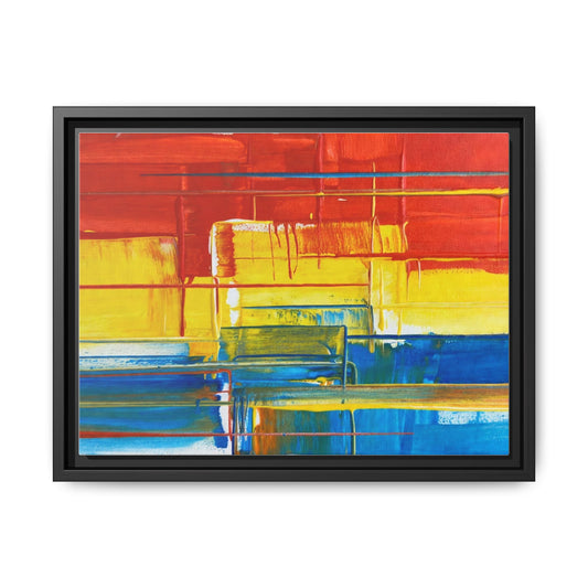 Abstract Multi-Color Framed Canvas Art — Modern Geometric Wall Decor