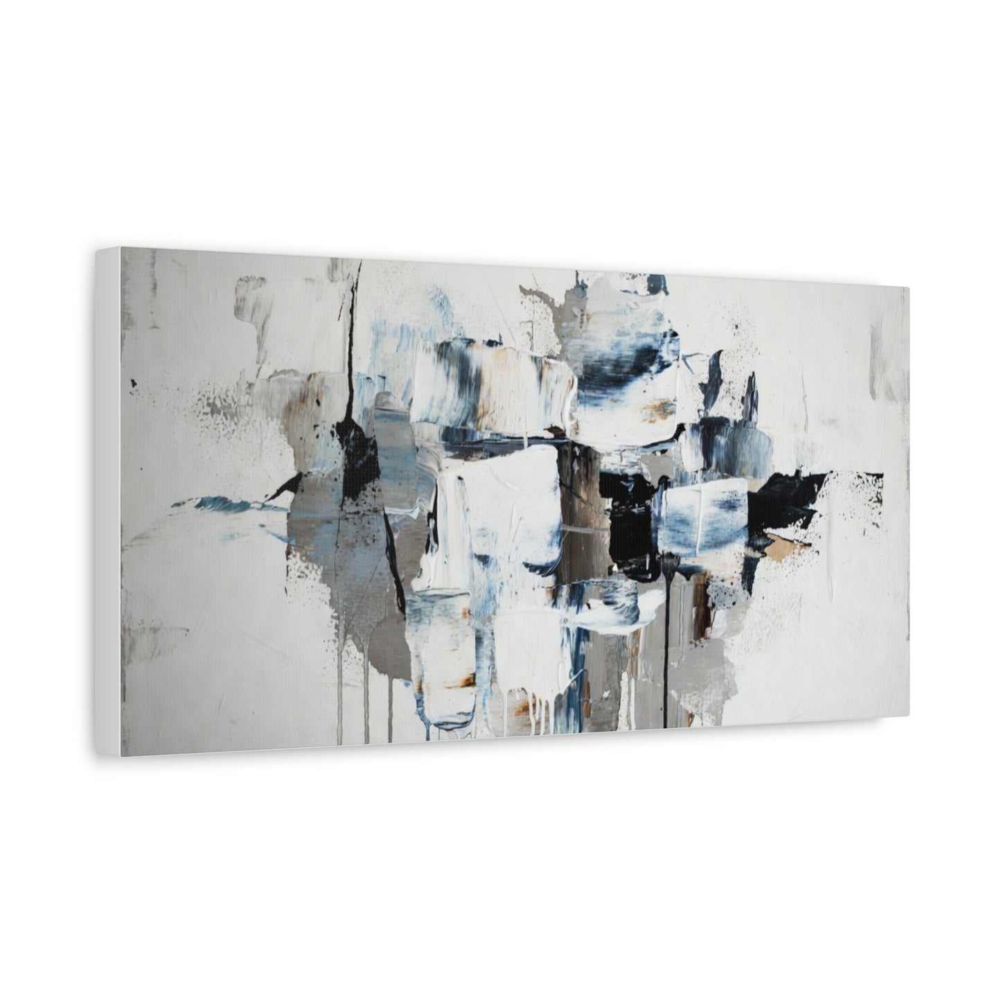 Abstract Blue & Gray Canvas Wall Art — Stretched Matte Canvas