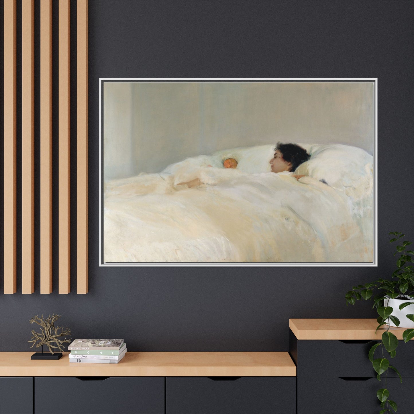 Mother by Joaquin Sorolla y Bastida Framed Matte Canvas Wall Art Print