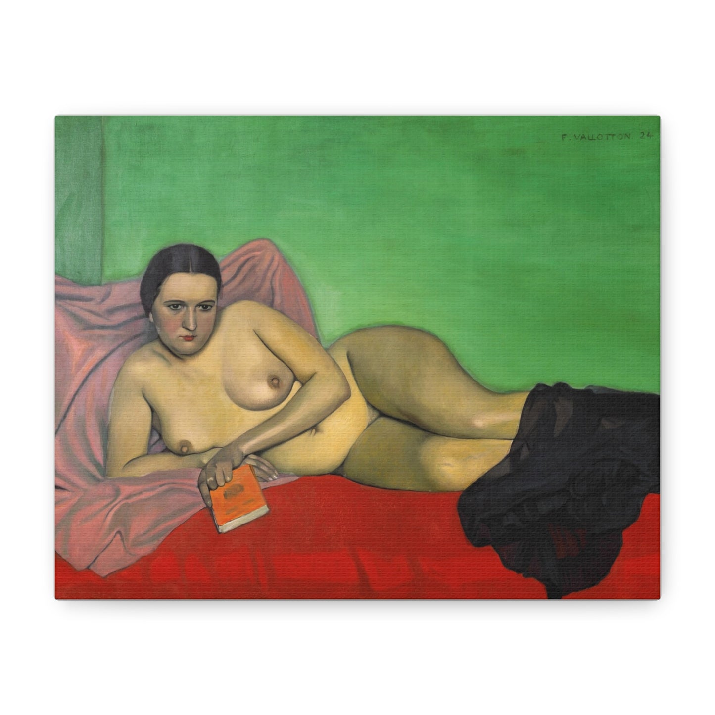 Femme nue tenant un livre by Félix Vallotton Matte Canvas Wall Art Print