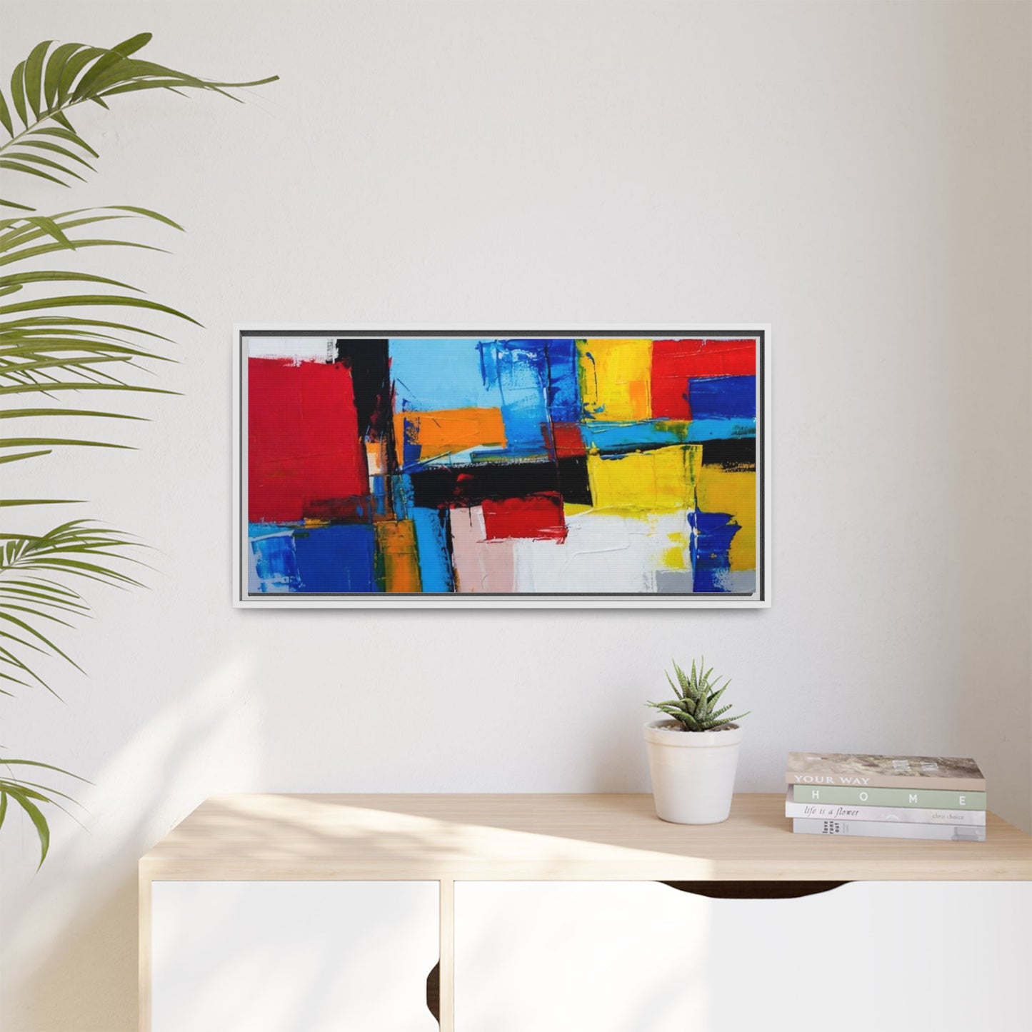 Abstract Color Block Matte Canvas Framed Wall Art