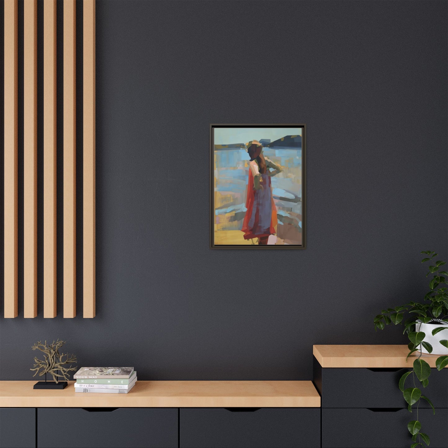 Framed Matte Canvas Print — Coastal Woman Abstract Art