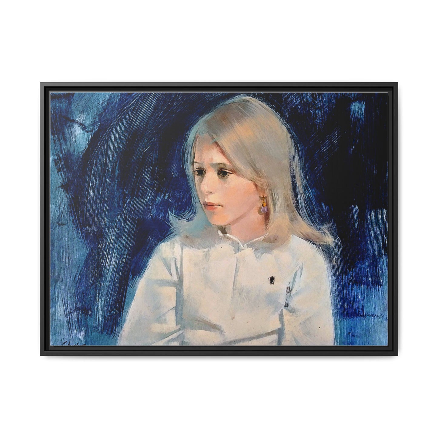 Painting of girl by Unknown Artist Framed Matte Canvas Classic Wall Art