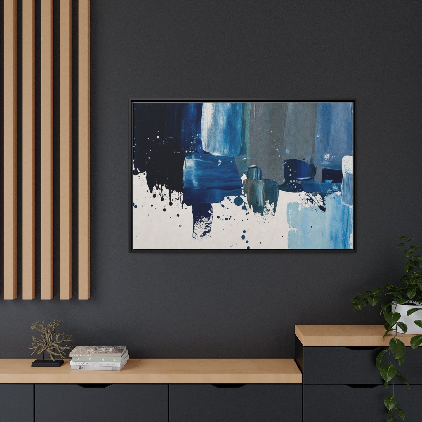 Abstract Blue Ocean Matte Canvas Framed Wall Art