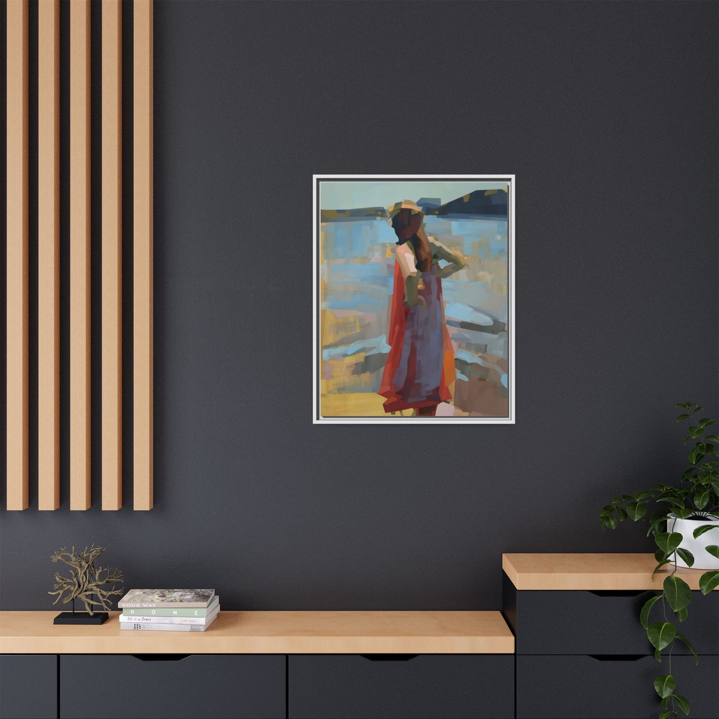 Framed Matte Canvas Print — Coastal Woman Abstract Art