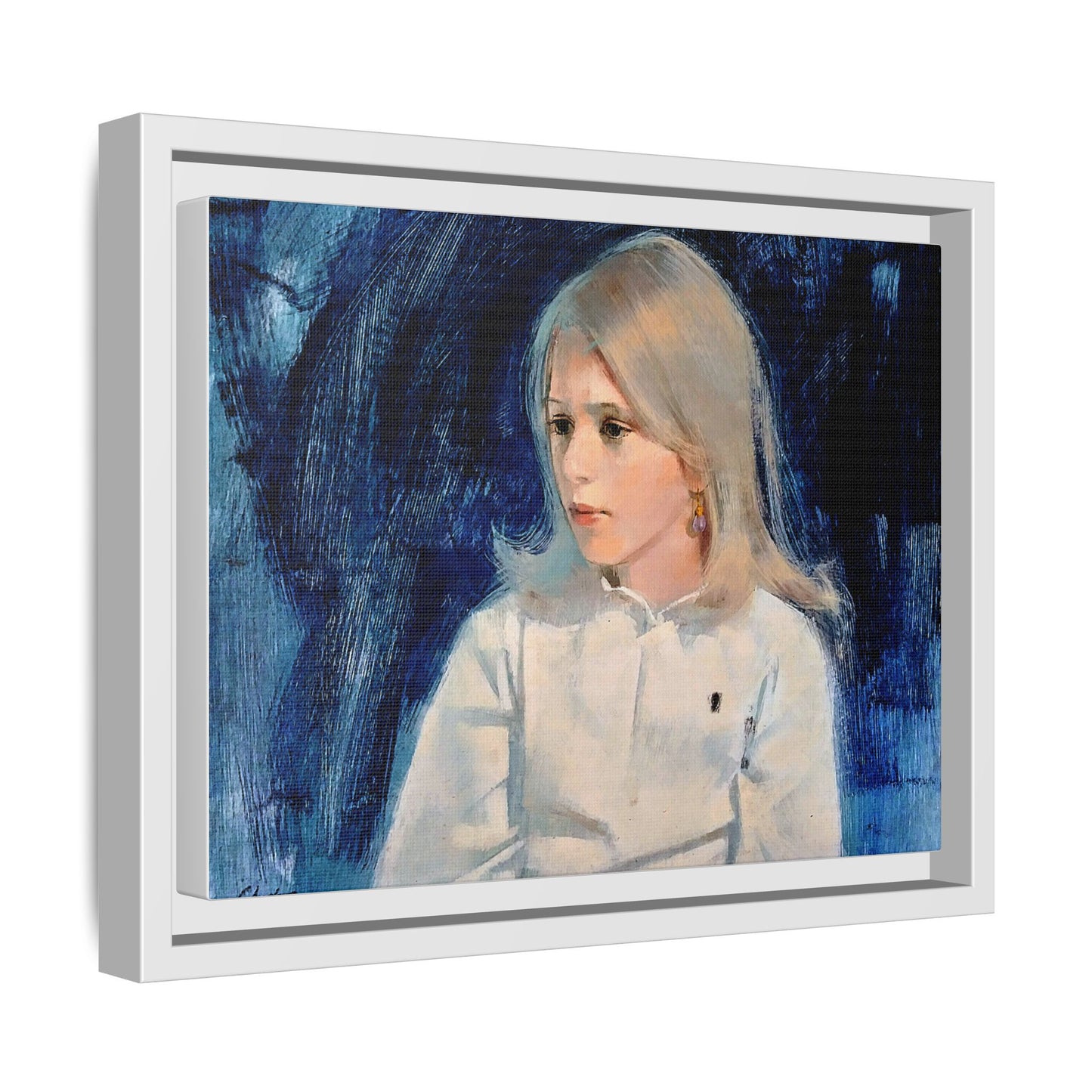 Painting of girl by Unknown Artist Framed Matte Canvas Classic Wall Art