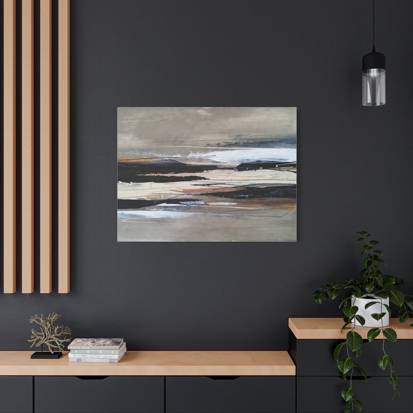 Abstract Coastal Landscape Canvas — Neutral Tones Matte Stretched Wall Art