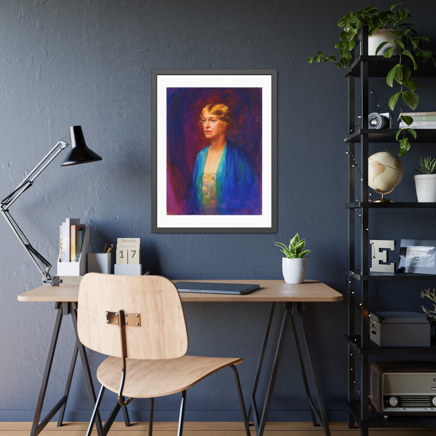 Framed Portrait Poster — Vintage Woman Oil-Style Art Print