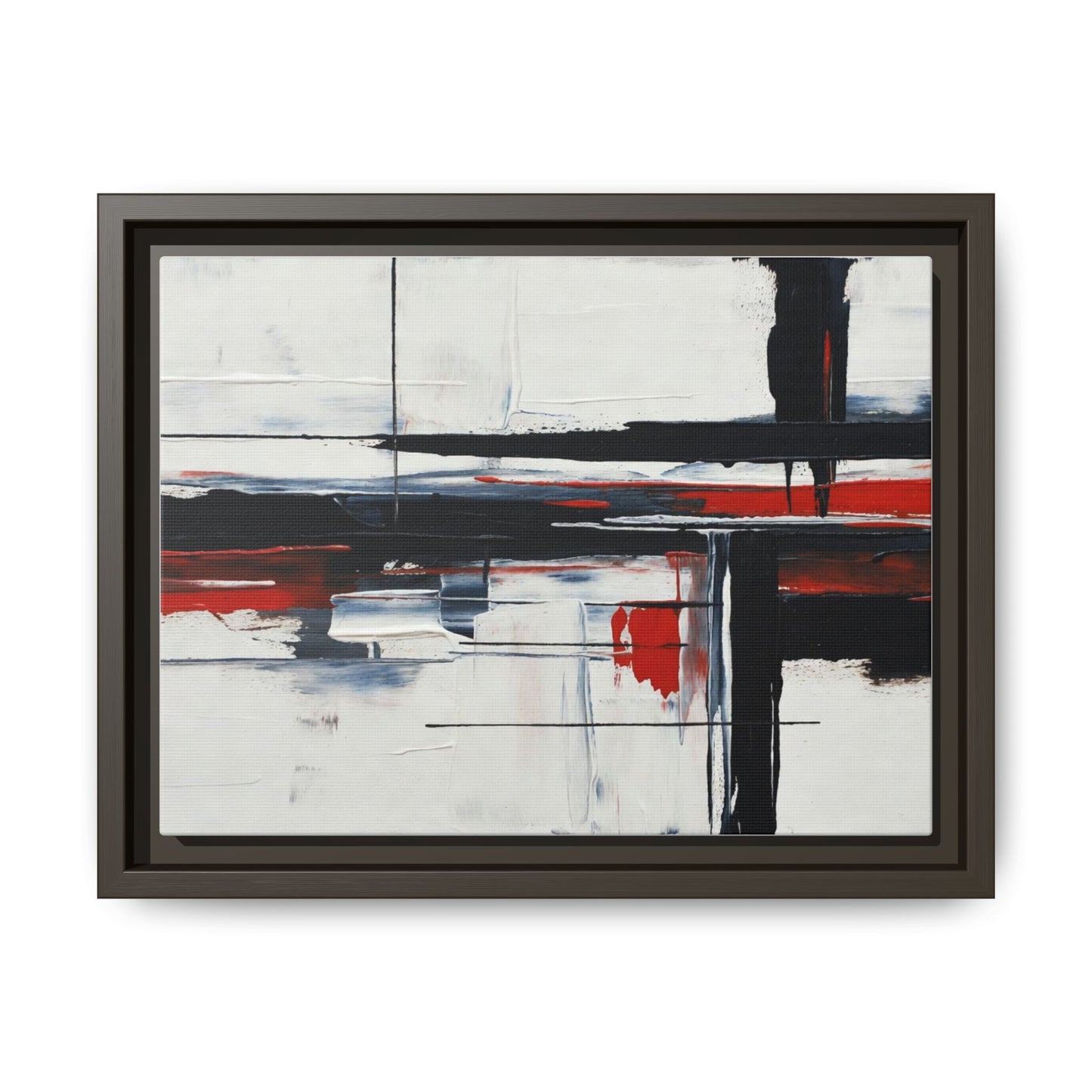Abstract Red & Black Framed Canvas Art — Modern Matte Wall Painting