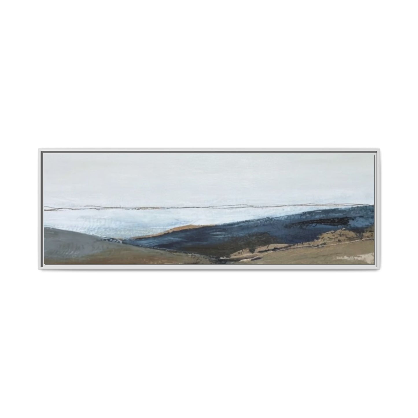 Framed Matte Canvas Wall Art — Serene Coastal Abstract Landscape