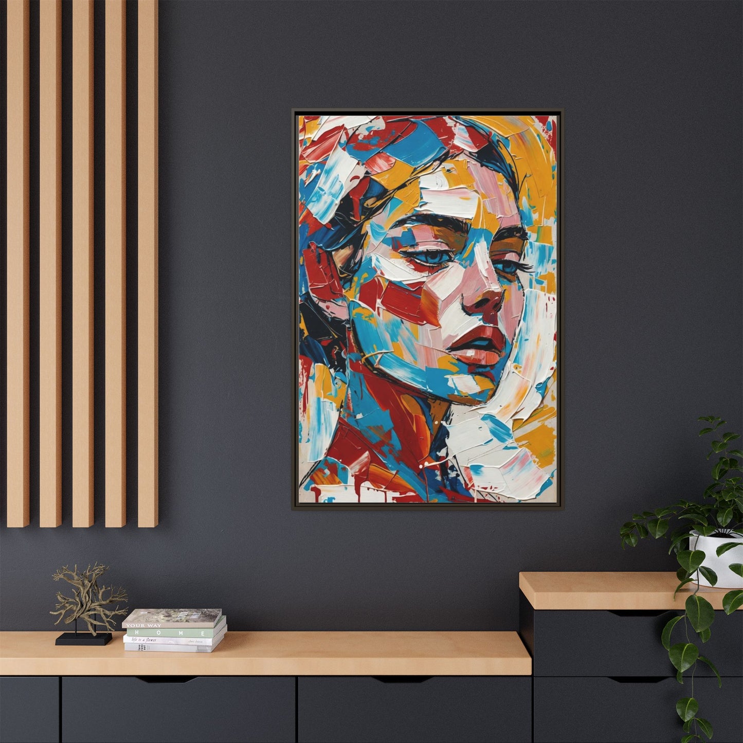 Colorful Abstract Portrait Framed Canvas Print