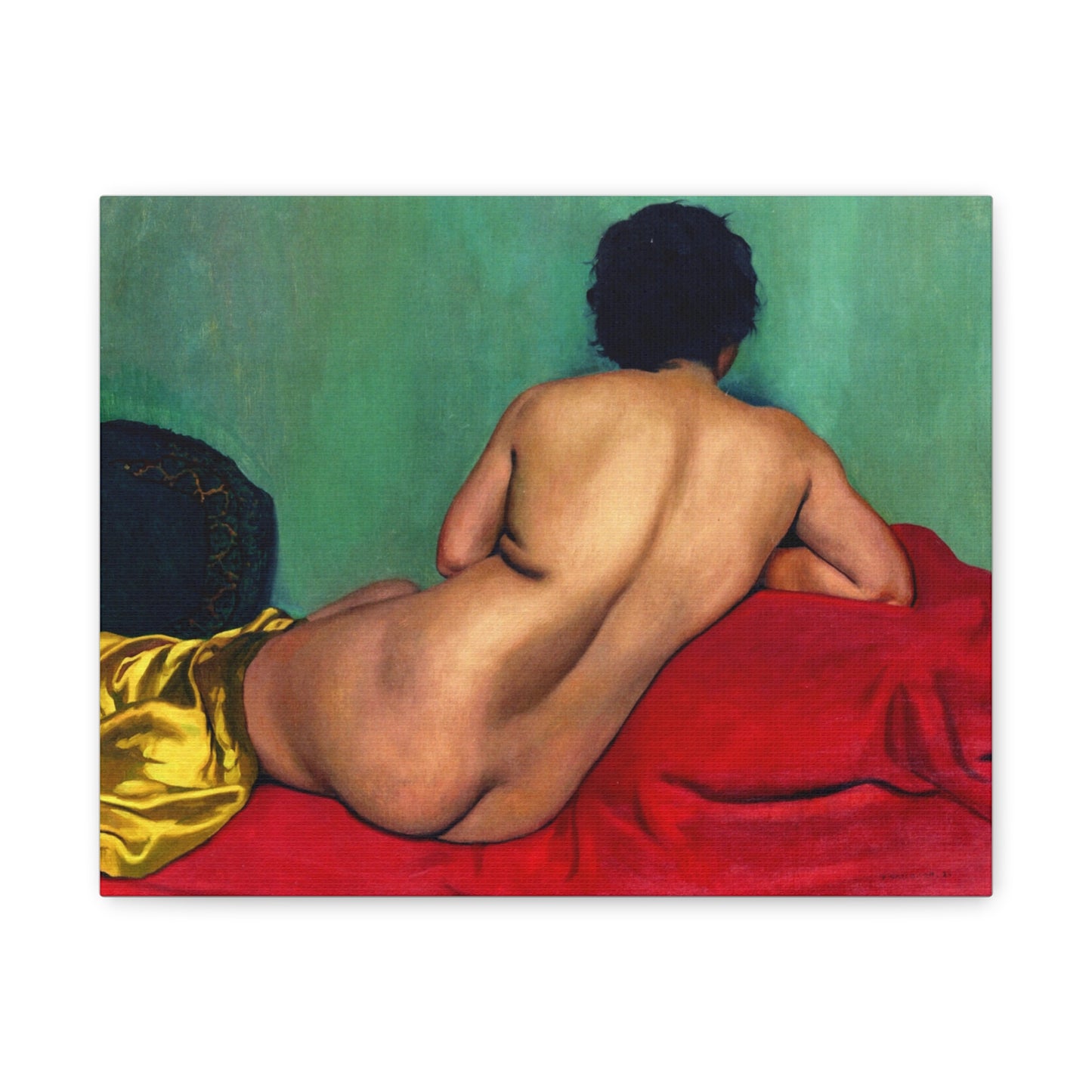 Nu de dos sur un canapé rouge by Félix Vallotton Matte Canvas Wall Art Print