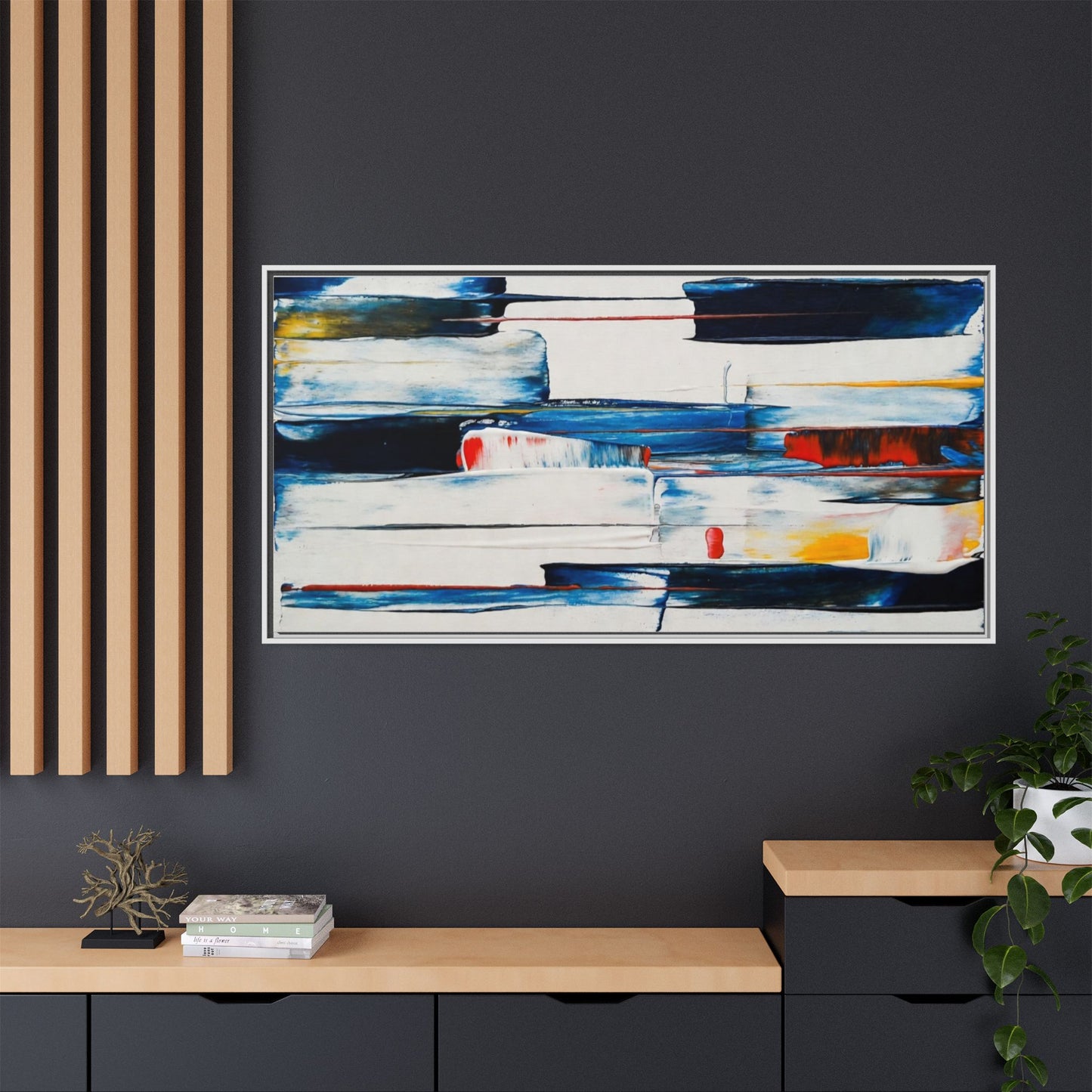 Abstract Coastal Brushstrokes Framed Canvas Print