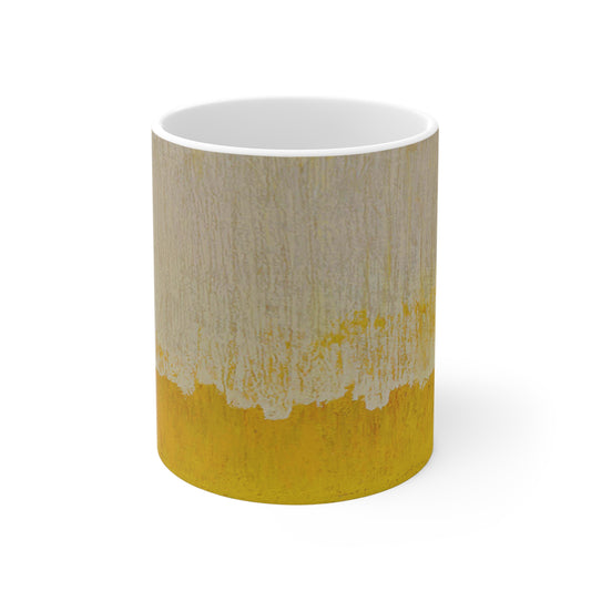 Mug  Abstract Yellow Paint Brushstroke Ceramic Coffee Cup