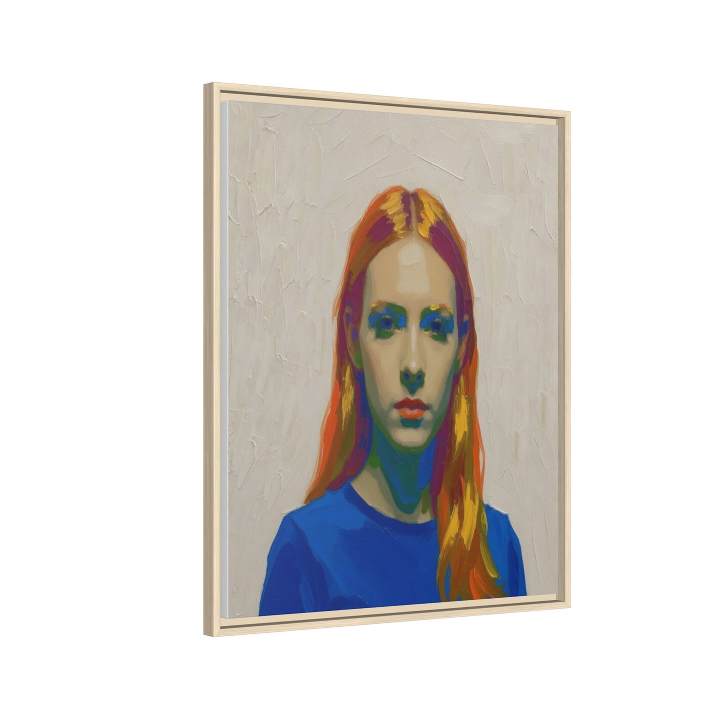 Framed Matte Canvas Portrait — Vibrant Multi‑Color Girl Art Print