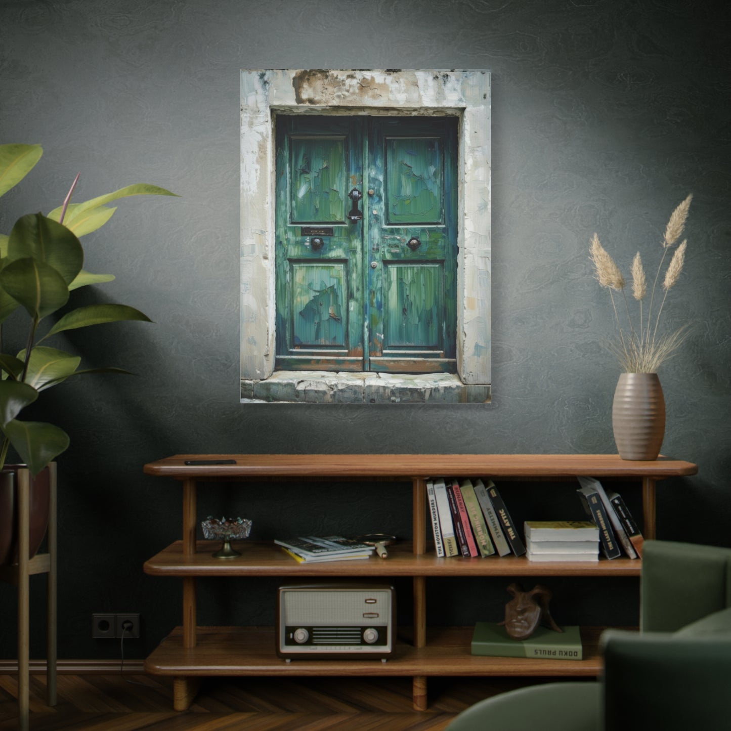Vintage Green Door Matte Canvas Wall Art — Stretched 1.25"