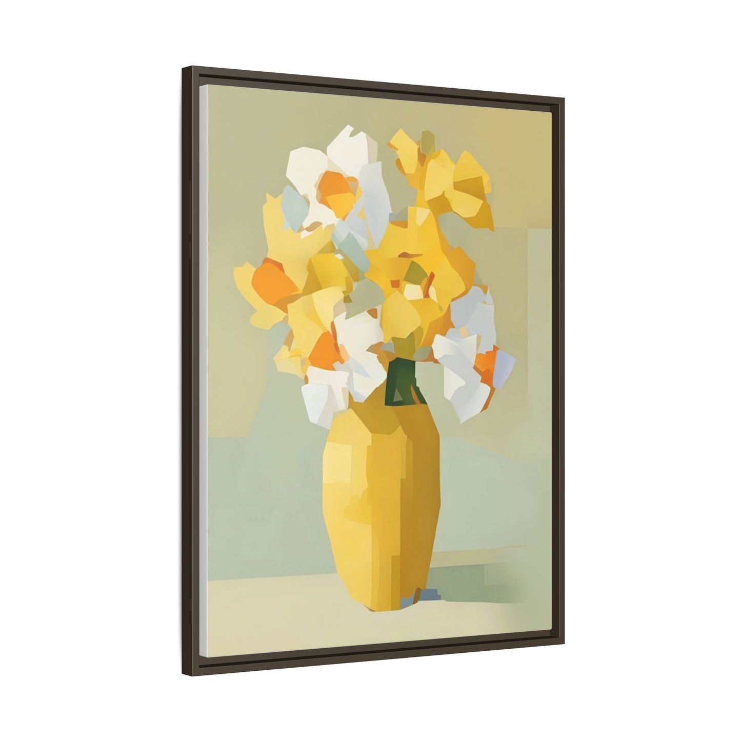 Framed Floral Canvas Print — Yellow Vase Bouquet Wall Art