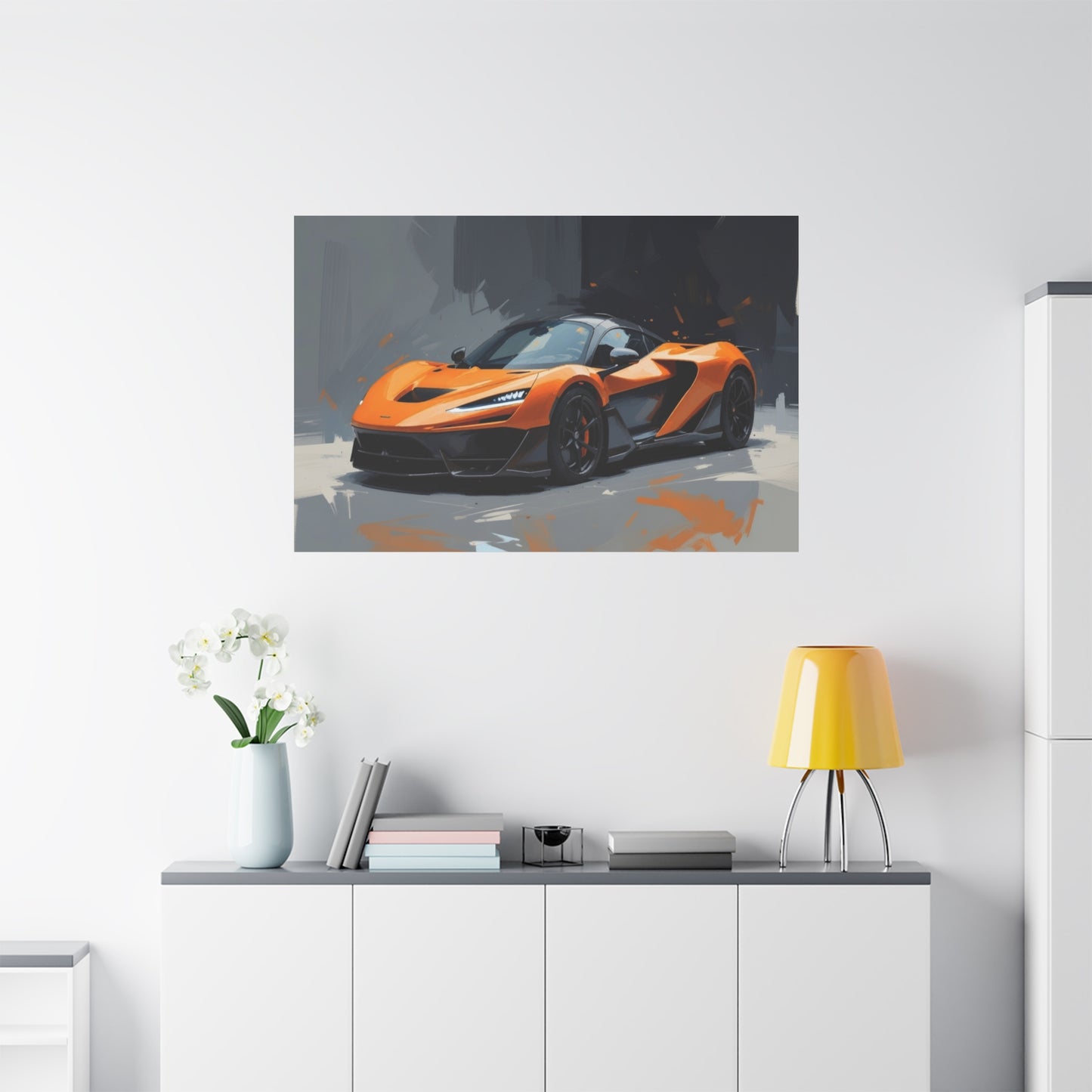 Orange Supercar Matte Canvas Wall Art – Stretched 1.25" Sports Car Print
