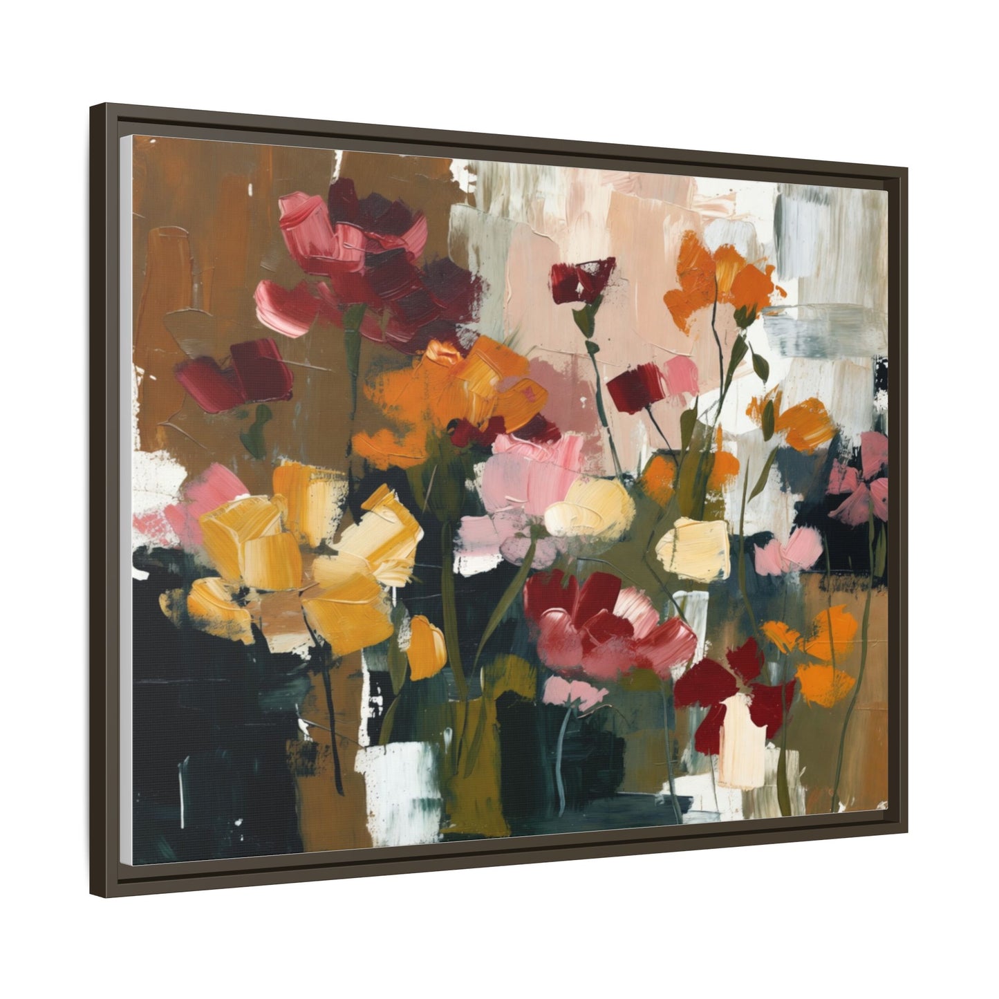 Framed Matte Canvas Floral Abstract Wall Art