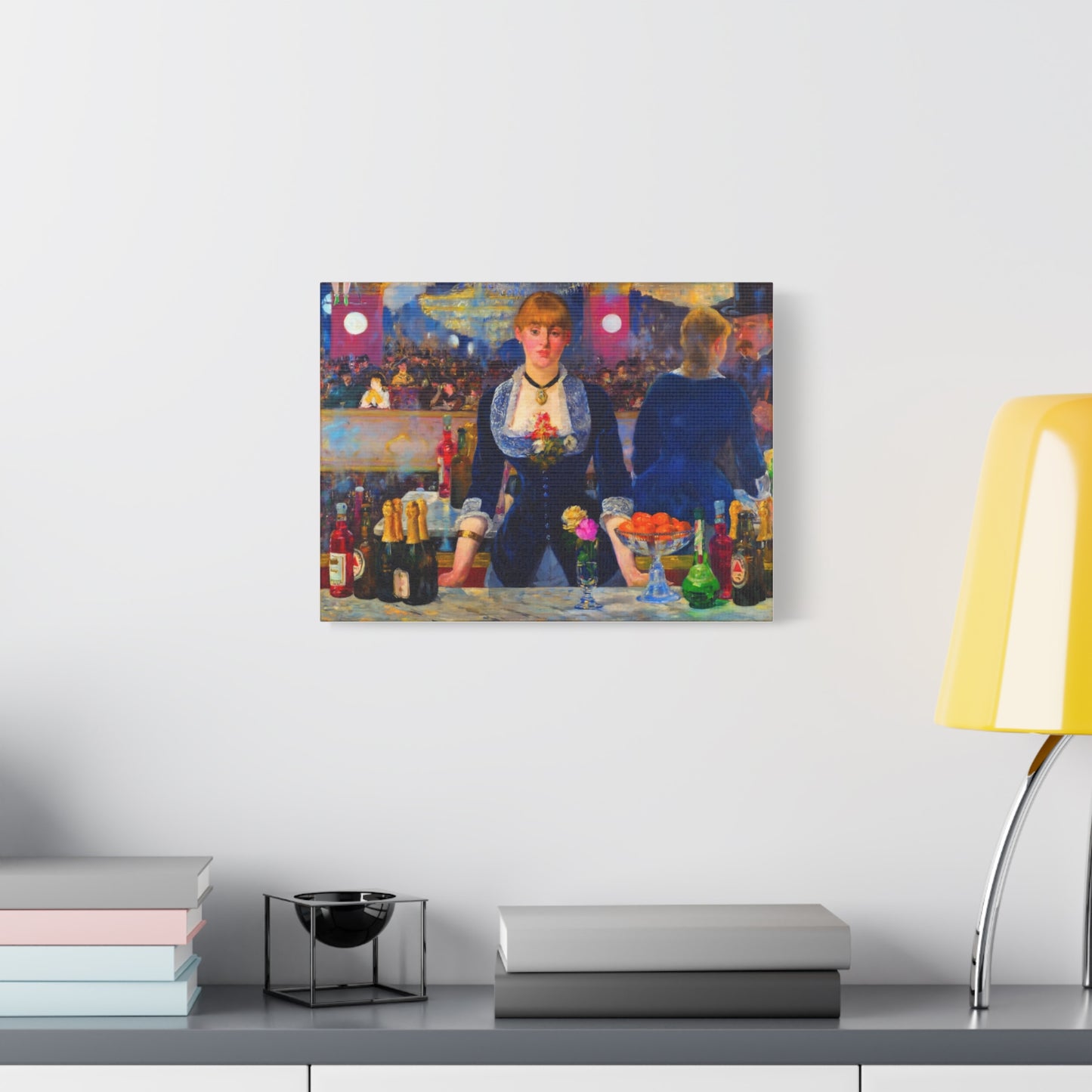 Bar at the Folies-Bergère Matte Canvas Print — Édouard Manet Style Barmaid Wall Art