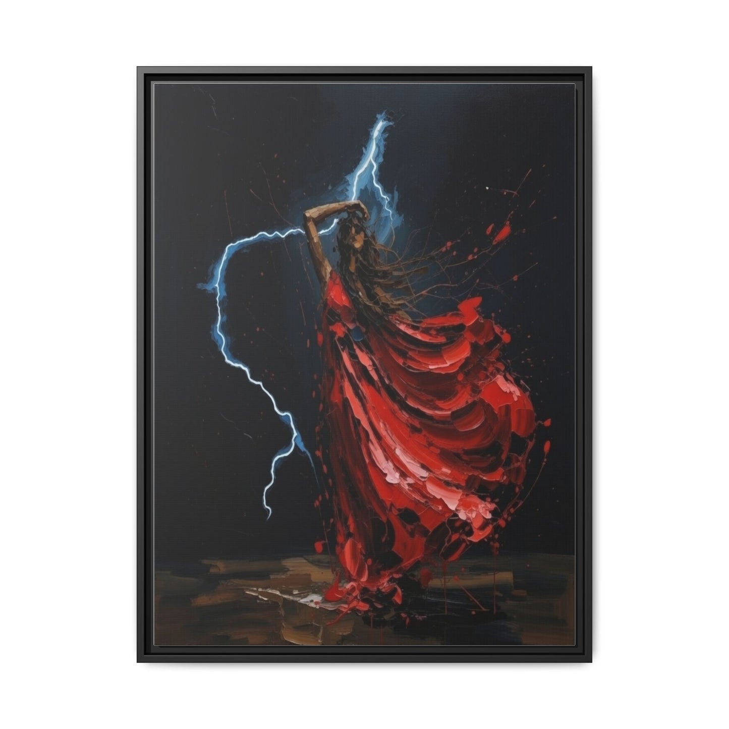 Framed Matte Canvas Print — Red Dancer Lightning Art