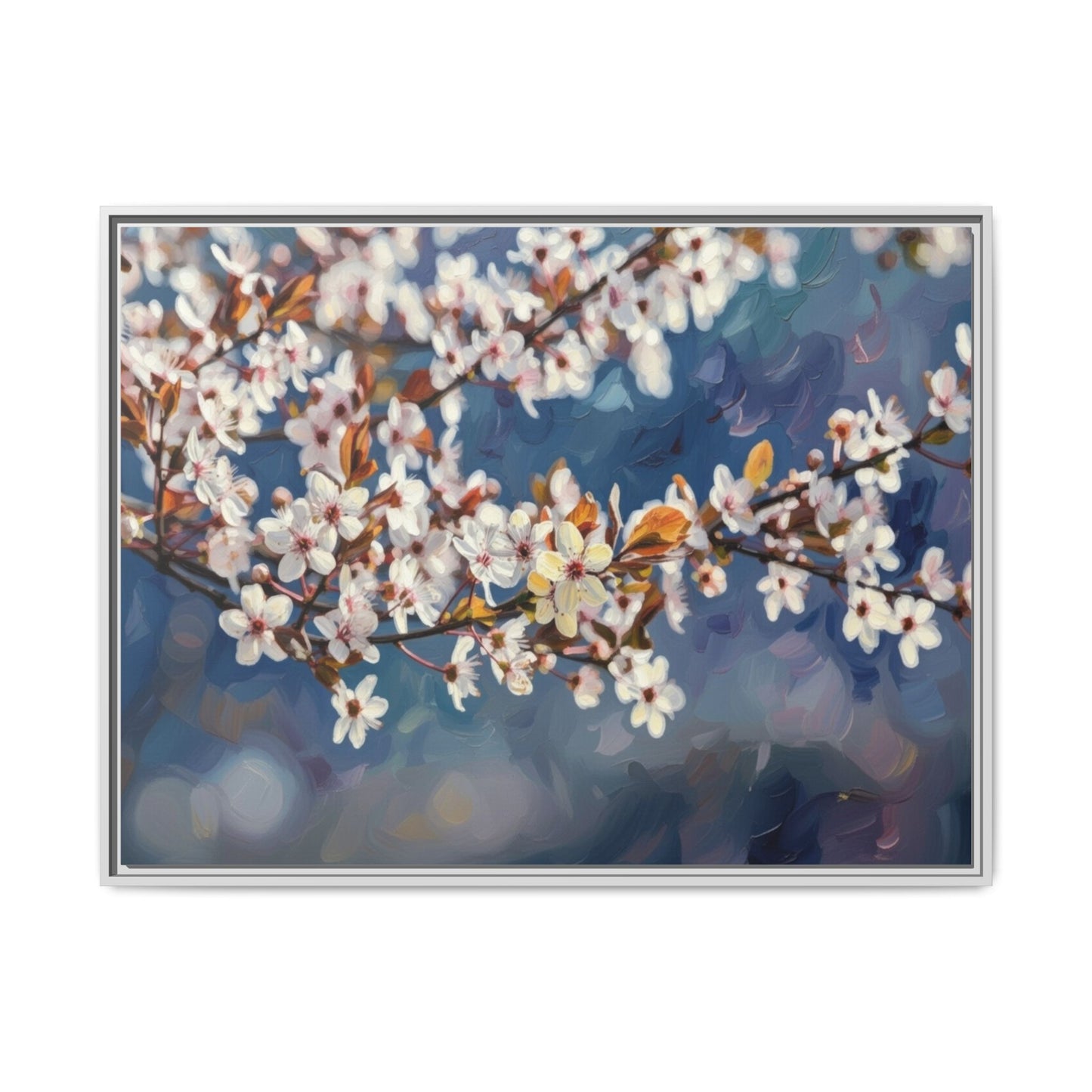 Framed Matte Canvas Print — Cherry Blossom Branch Wall Art
