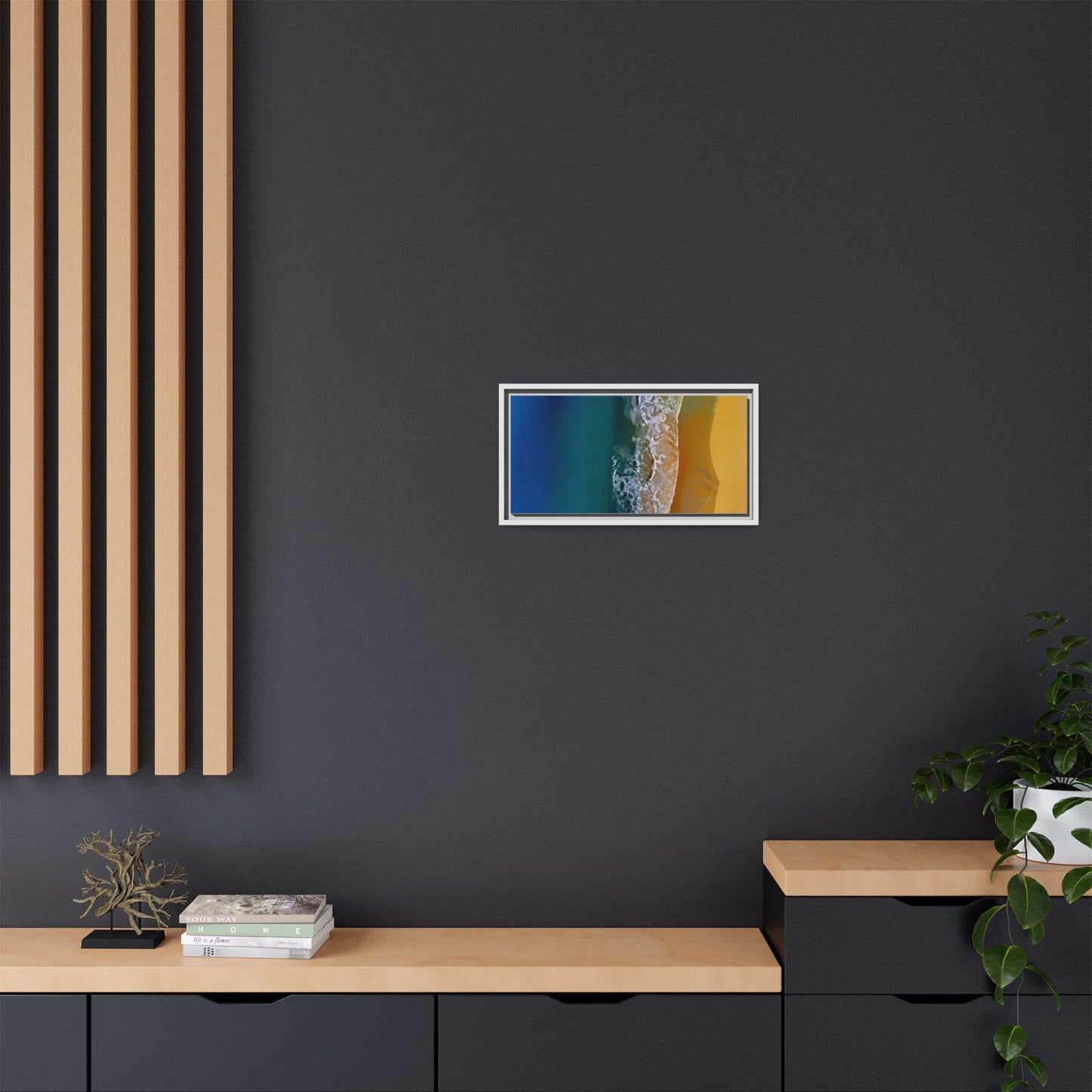 Framed Matte Canvas Seascape Print – Coastal Waves Wall Art