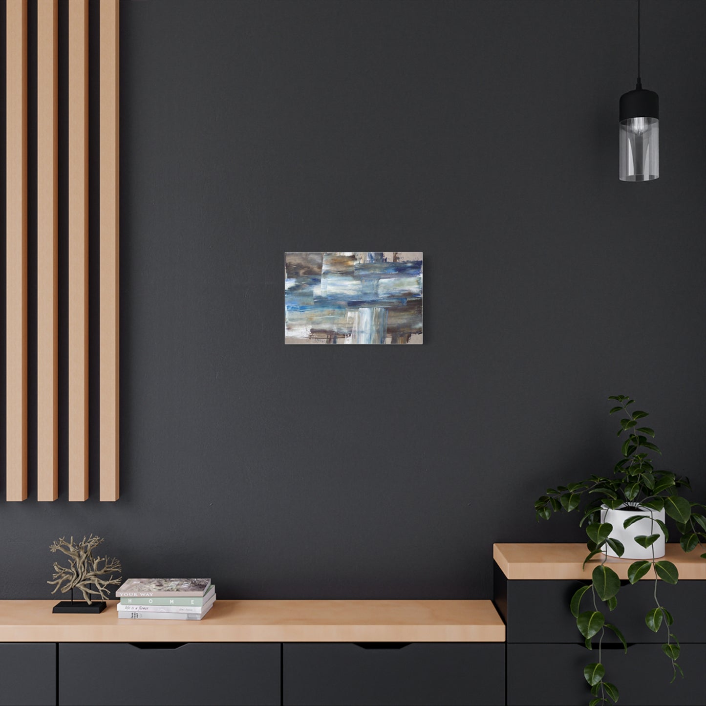 Abstract Blue Waterfall Matte Canvas Wall Art, Stretched 1.25"