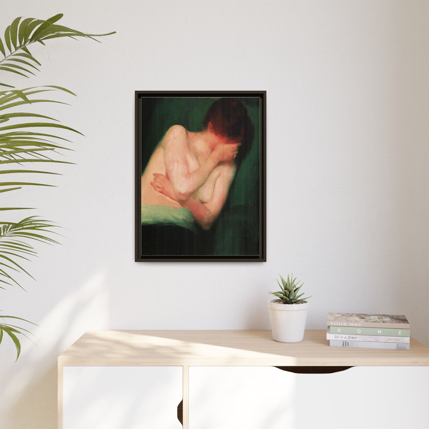 Female Nude by János Vaszary Framed Matte Canvas Wall Art Print