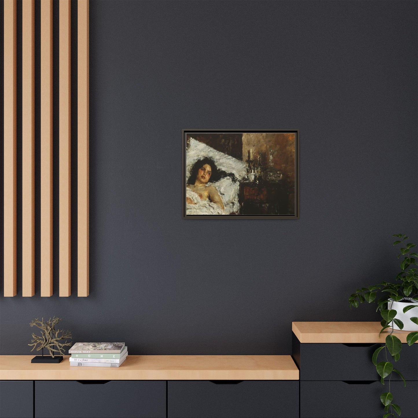 Resting by Antonio Mancini Framed Matte Canvas Wall Art Print