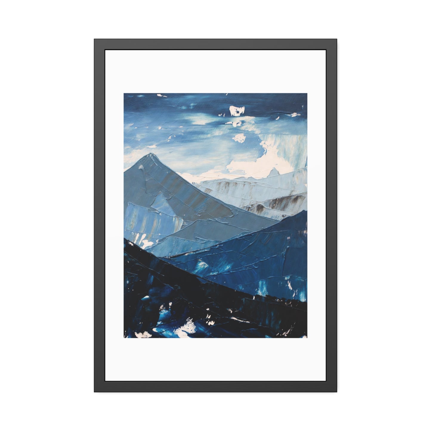 Blue Mountain Abstract Framed Poster — Scenic Wall Art Print