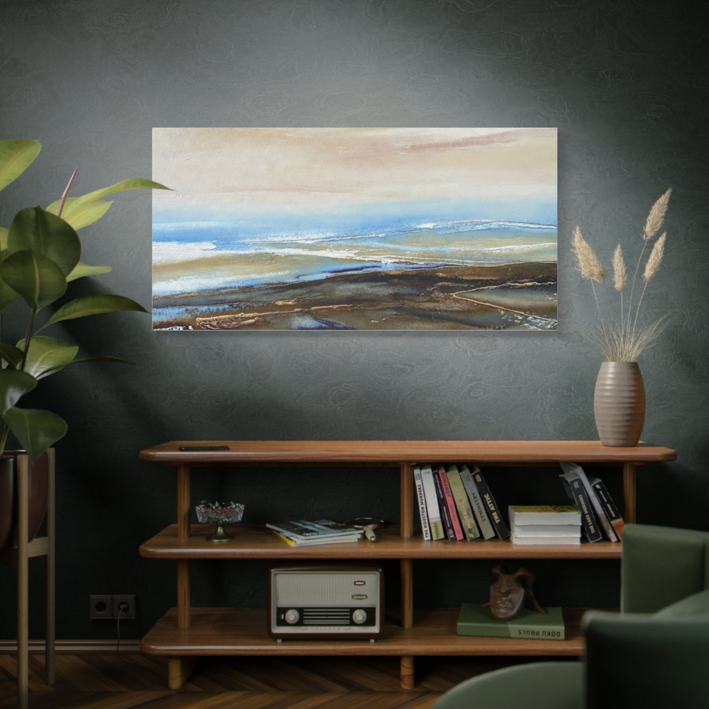 Coastal Abstract Matte Canvas Wall Art — Serene Ocean Horizon Stretch