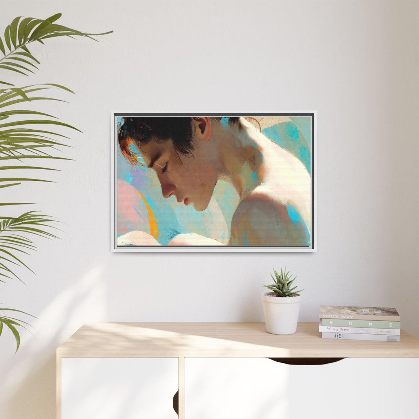 Framed Matte Canvas Print — Dreamy Portrait Art (Multi‑Color)