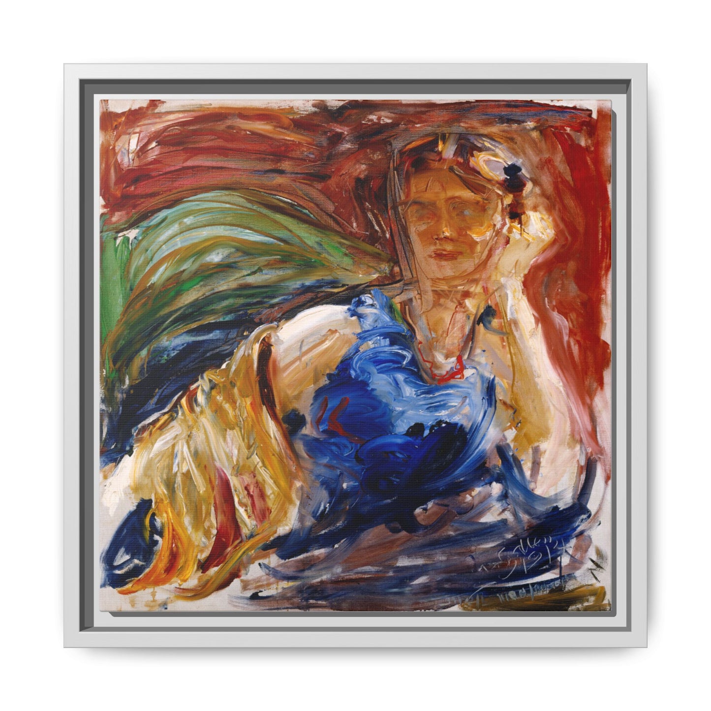 Portrait of hyllis Sjostrom by Akseli Gallen-Kallela Canvas Matte Framed Wall Art Print