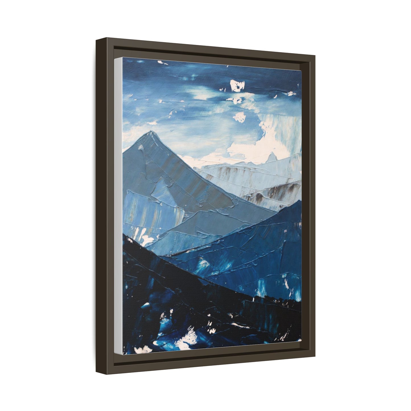 Blue Mountain Landscape Matte Canvas Framed | Abstract Mountain Wall Art