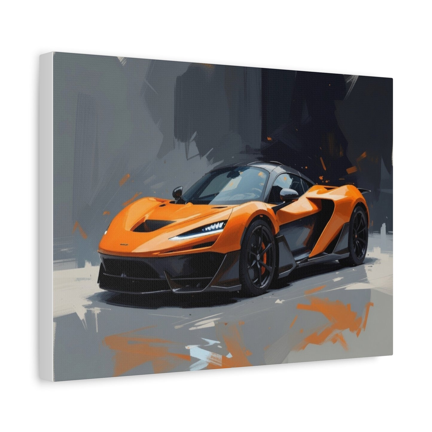 Orange Supercar Matte Canvas Wall Art – Stretched 1.25" Sports Car Print