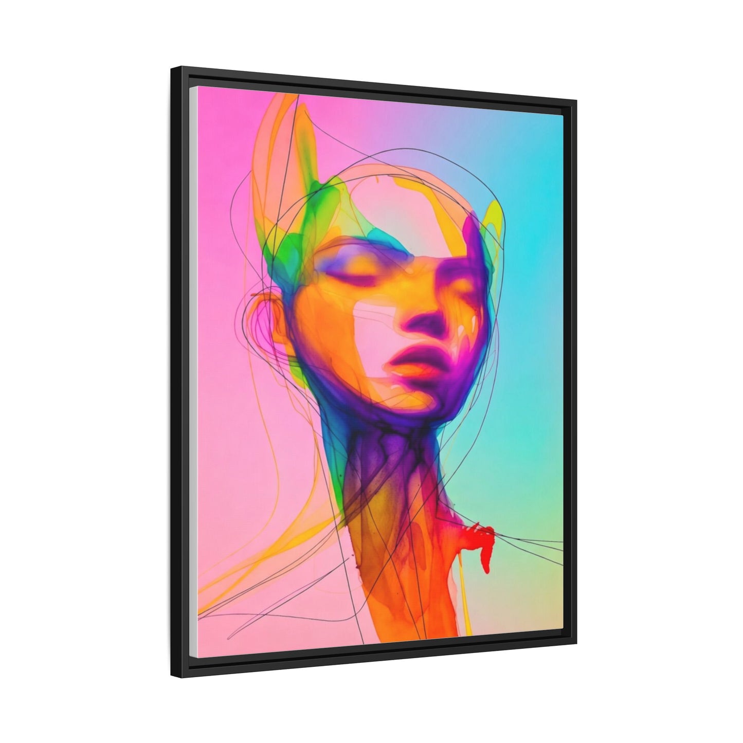 Framed Matte Canvas Art — Vibrant Abstract Portrait Wall Print