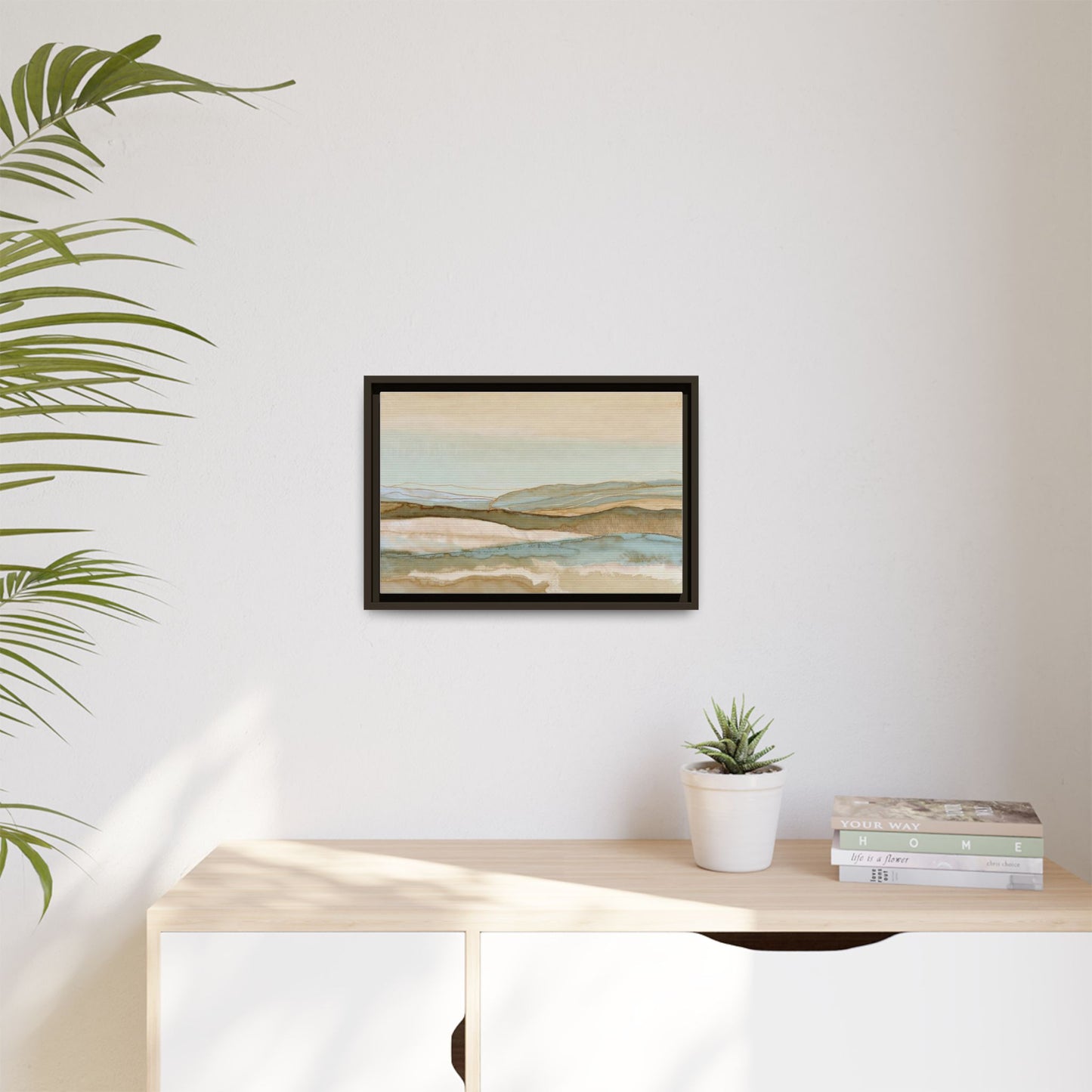 Framed Matte Canvas Coastal Abstract Landscape Wall Art