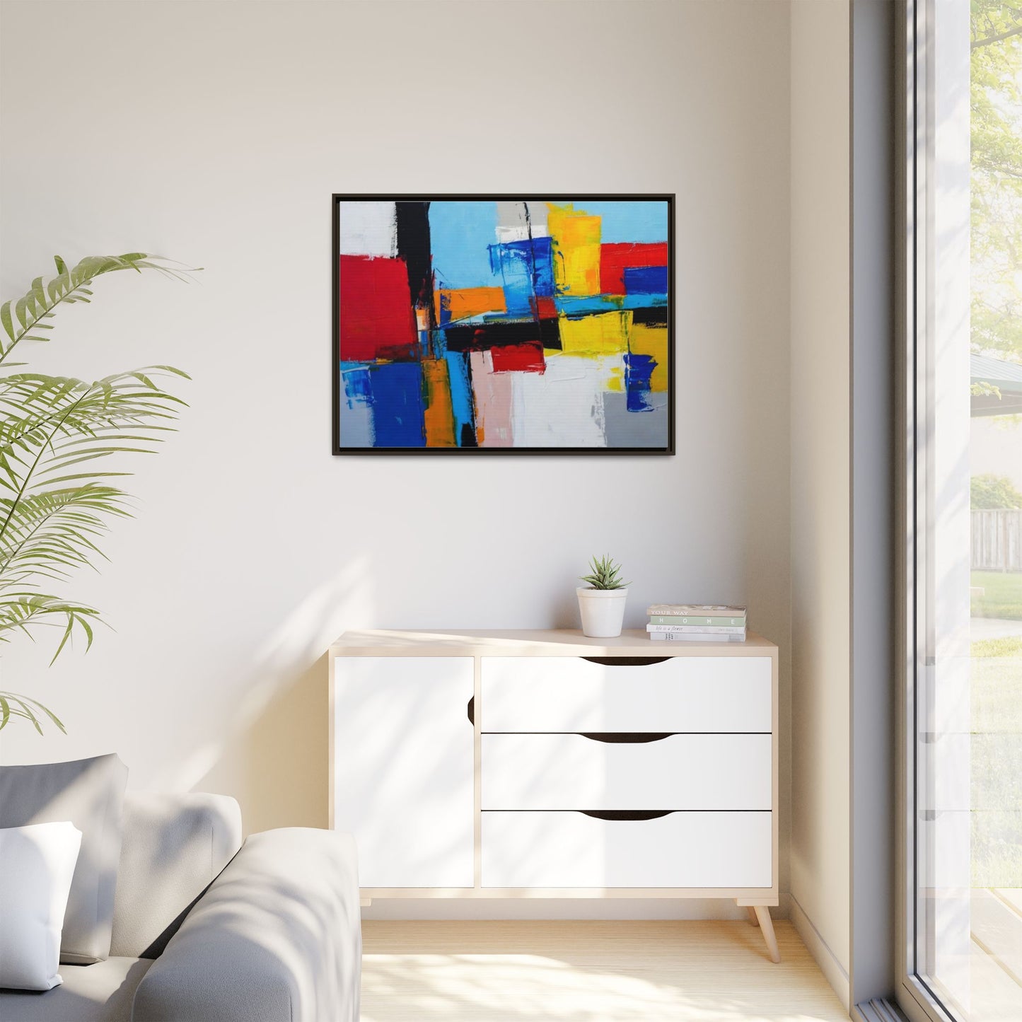 Abstract Color Block Matte Canvas Framed Wall Art