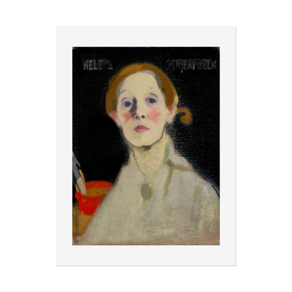Self-Portrait Black Background by Helene Schjerfbeck Wall Art Print