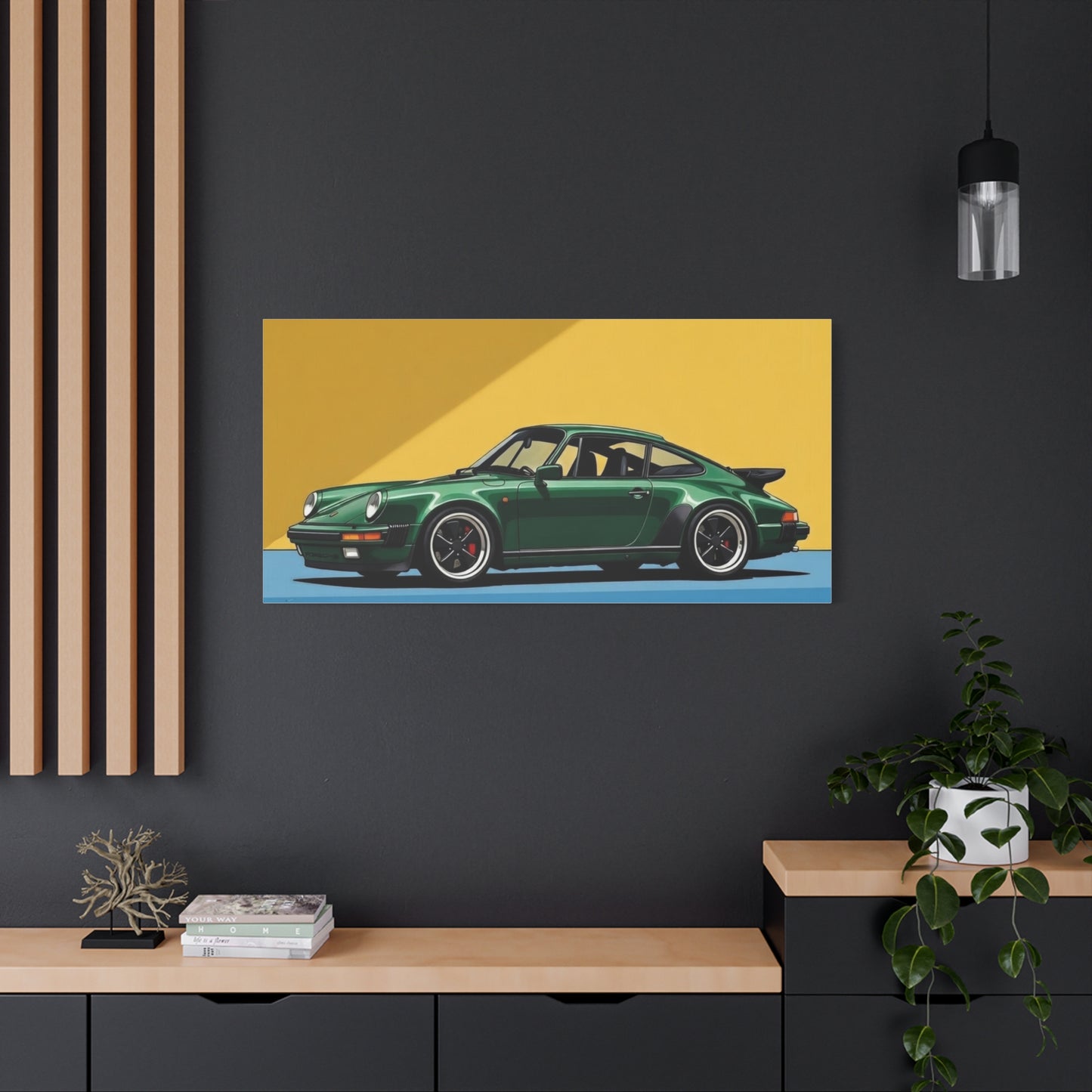 Vintage Green Porsche Art Print - Matte Stretched Canvas