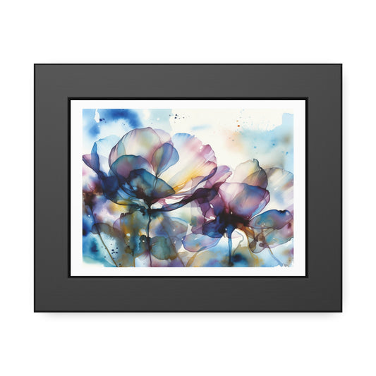 Abstract Blue Floral Framed Poster — Watercolor Flower Art Print