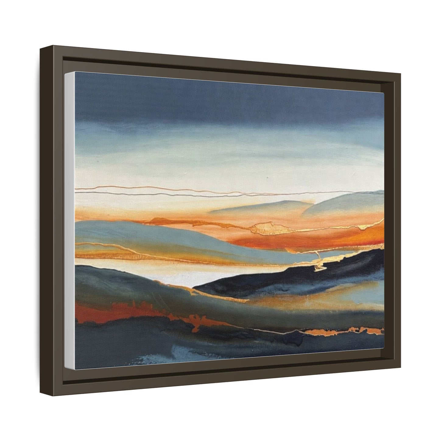 Framed Matte Canvas: Abstract Coastal Sunset Landscape Wall Art