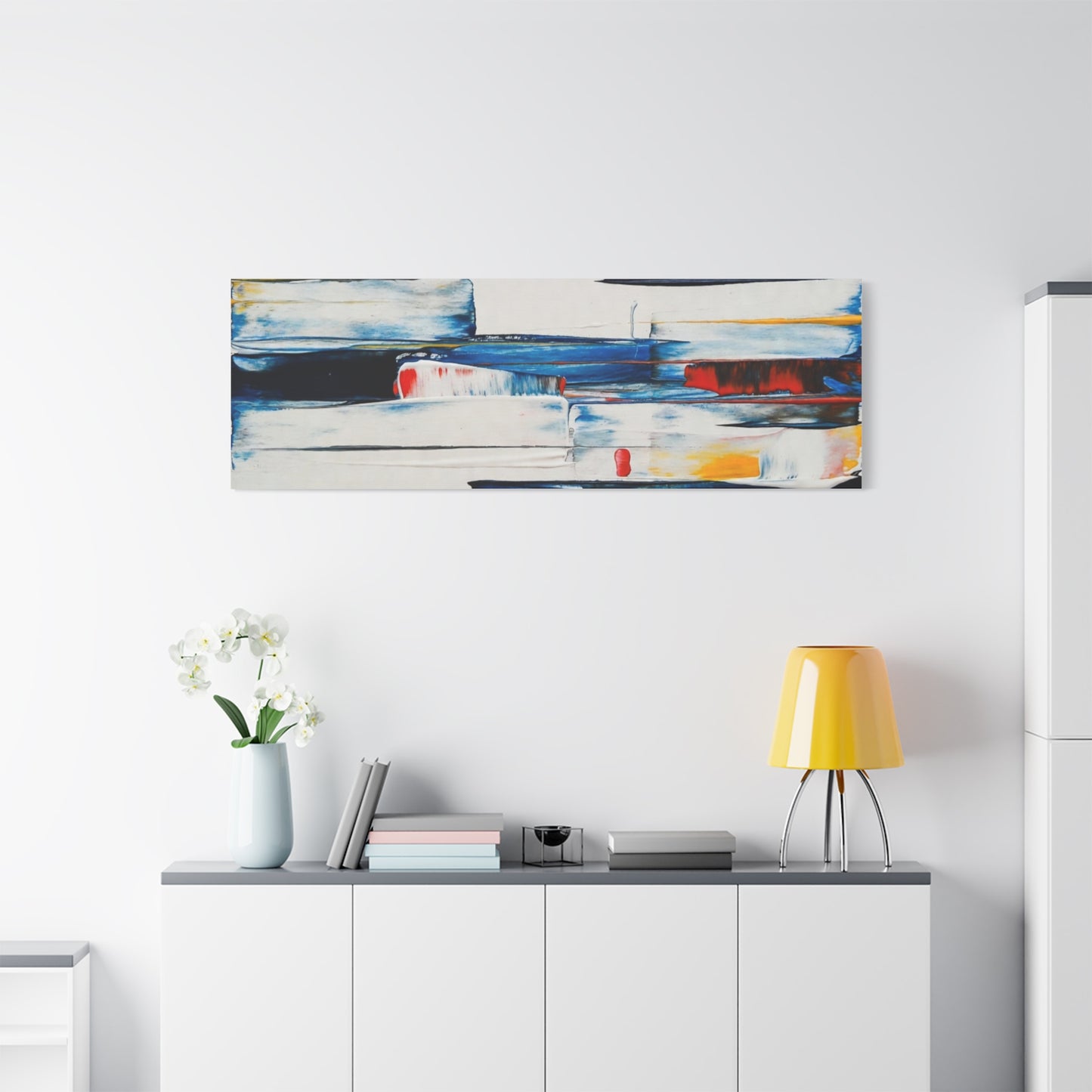 Abstract Blue Brushstroke Canvas Wall Art — Modern Stretched Matte Canvas